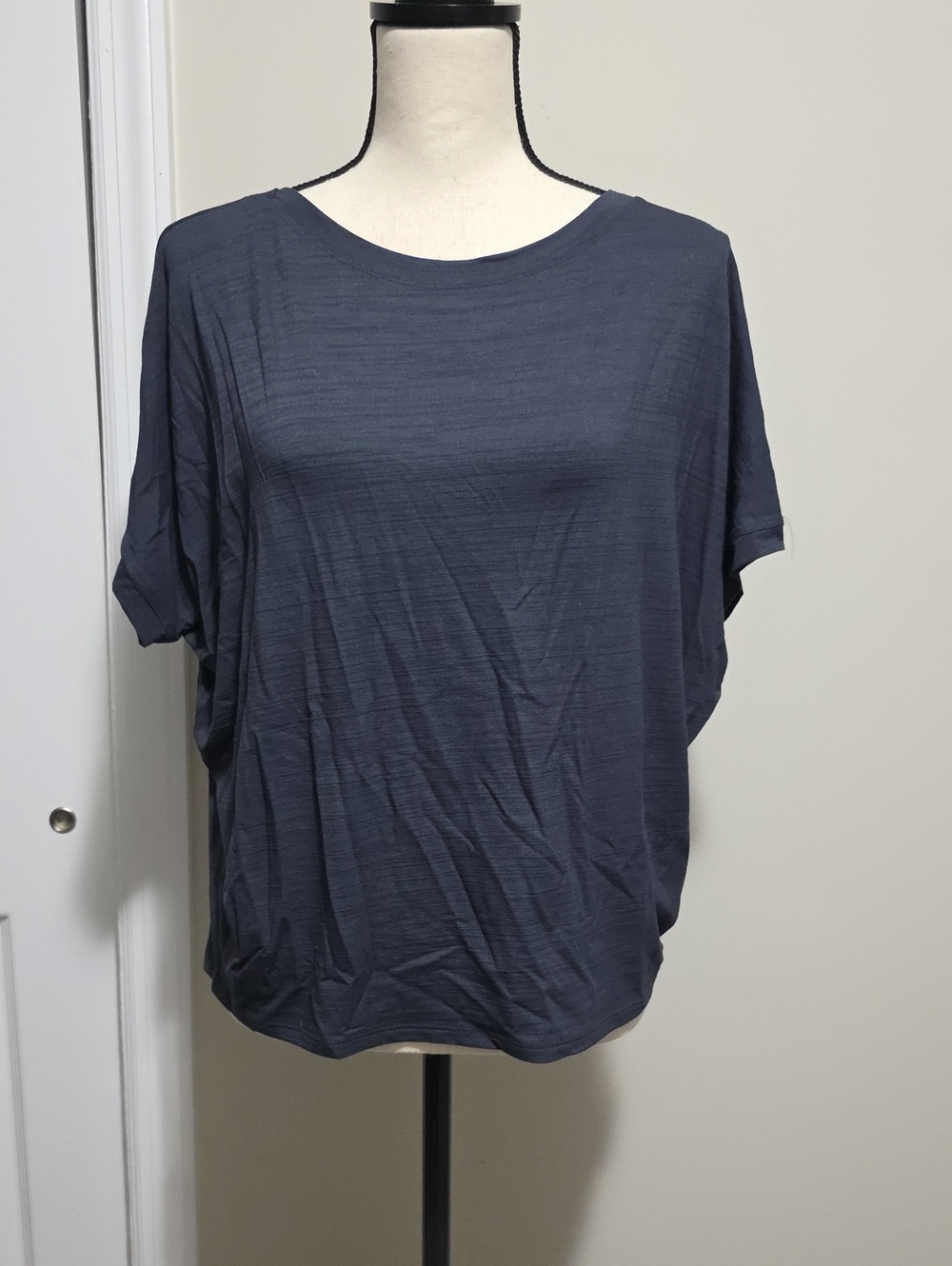 J. jill Wearever Collection Short Dolman Sleeve Shirt Top Small Petite Dark Blue